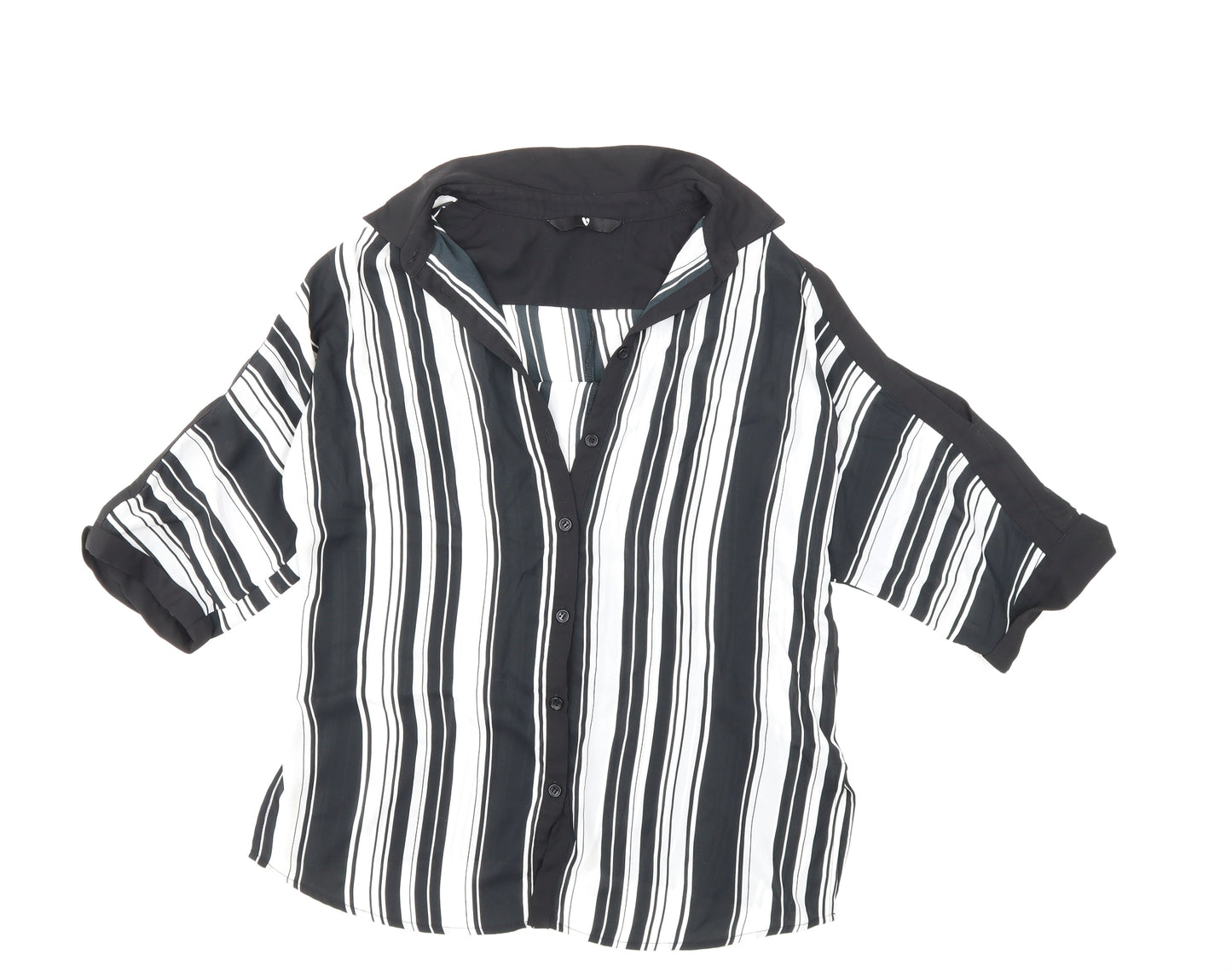 Very Womens Black Striped  Basic Blouse Size 10