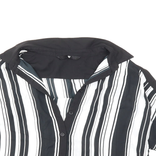 Very Womens Black Striped  Basic Blouse Size 10