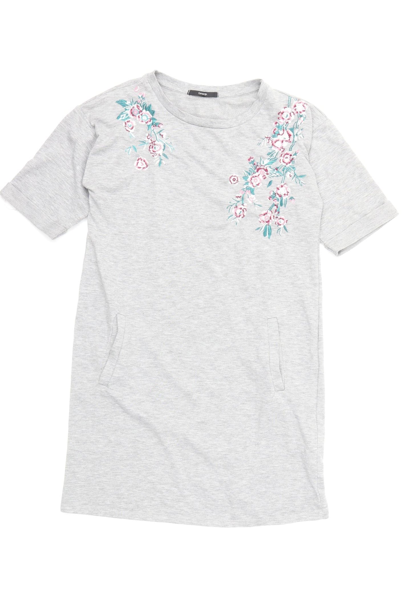 George Womens Grey Floral  Jumper Dress  Size 10