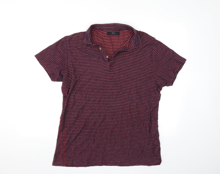 Acw85 Mens Red Check Polo Size L