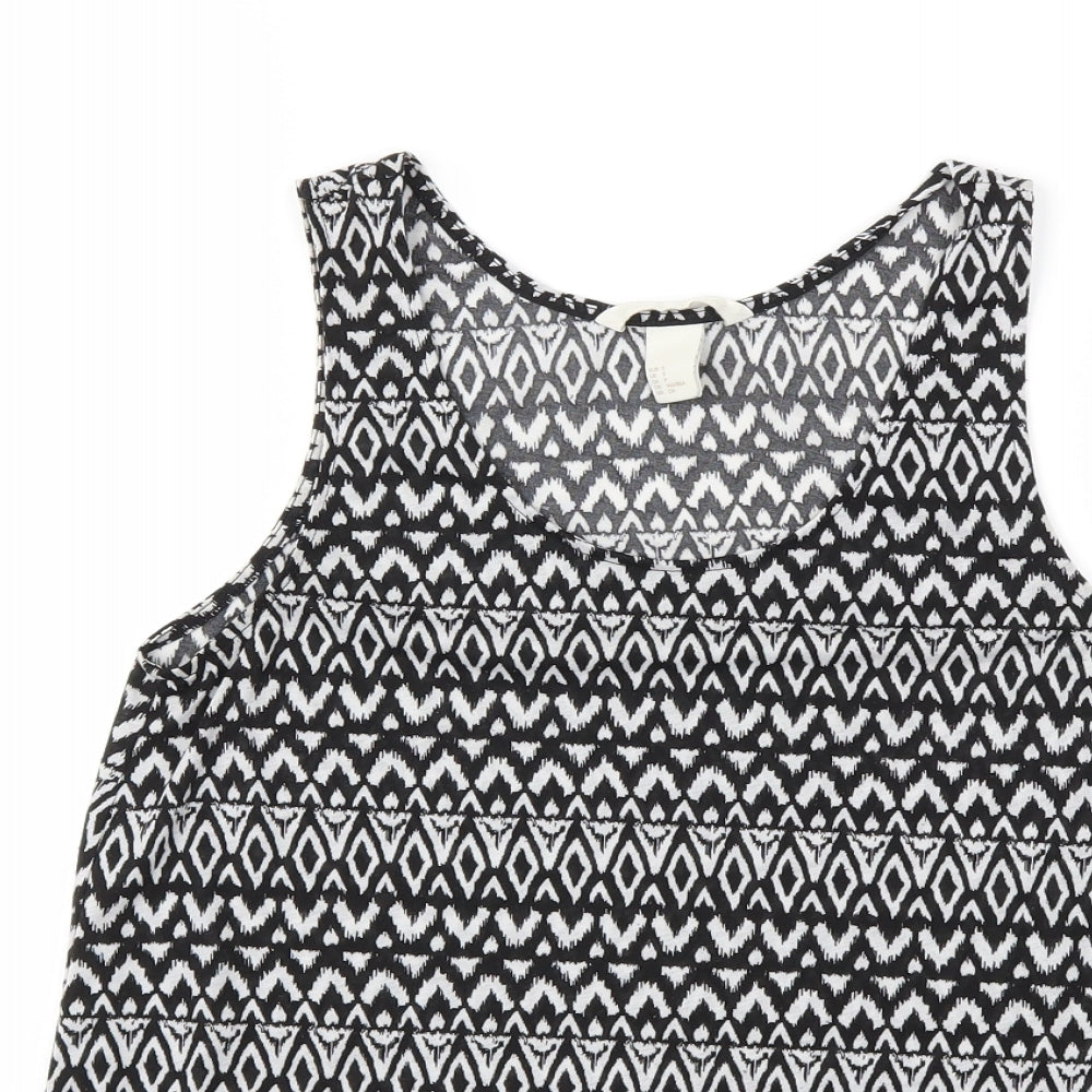 H&M Womens Black Geometric  Basic Tank Size S