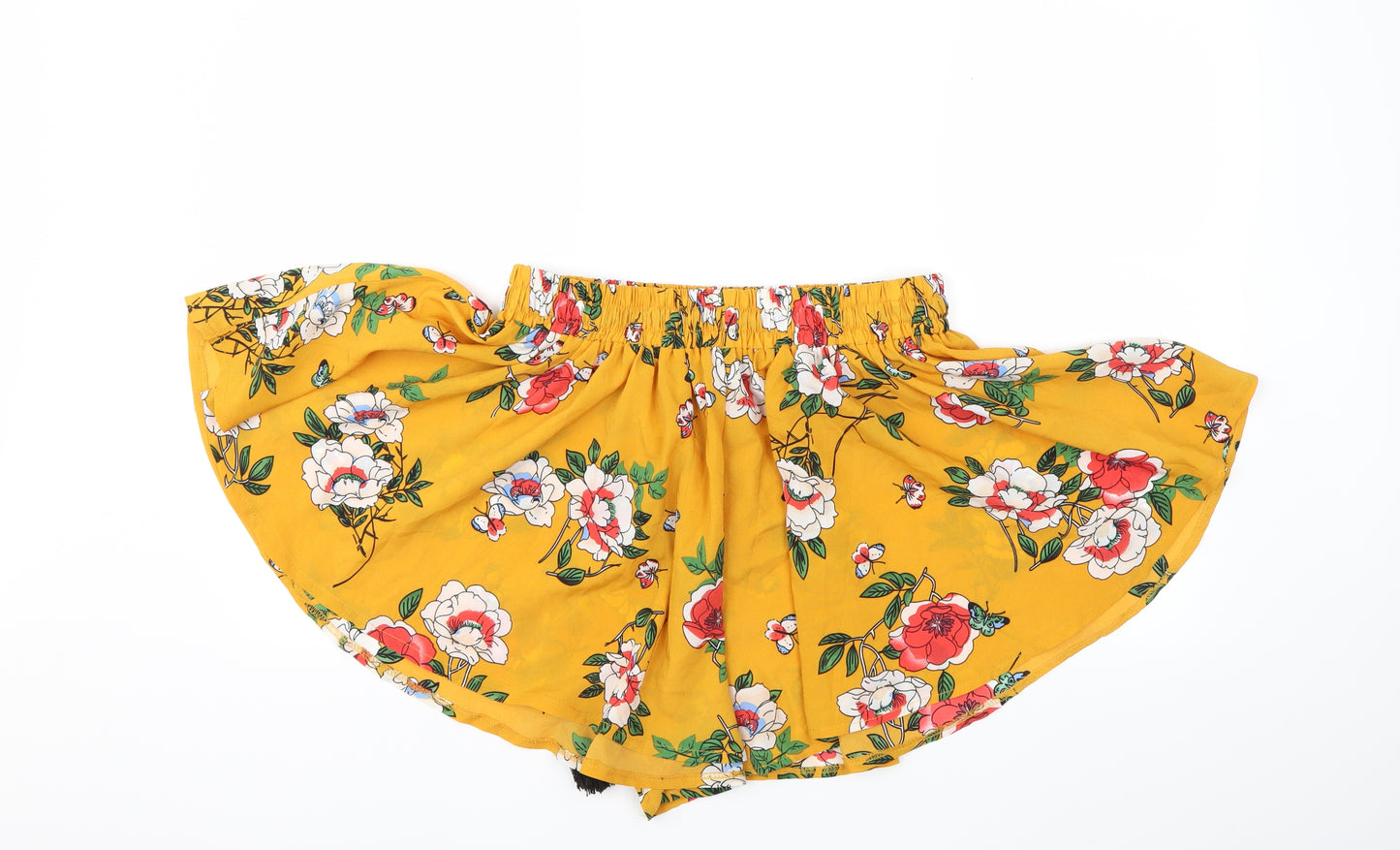 Boohoo Womens Yellow Floral  Bermuda Shorts Size 16