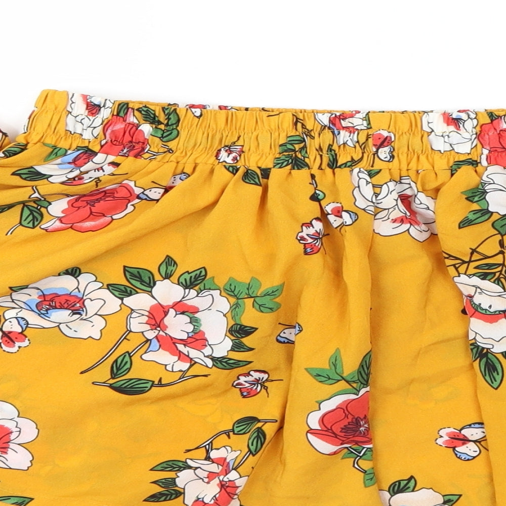 Boohoo Womens Yellow Floral  Bermuda Shorts Size 16