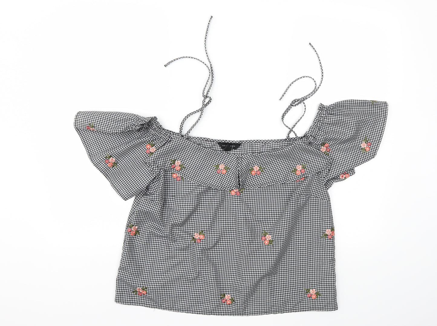 New Look Womens Black Floral  Basic T-Shirt Size 14