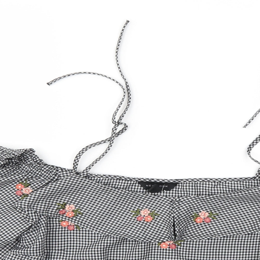 New Look Womens Black Floral  Basic T-Shirt Size 14