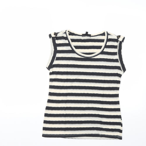 Warehouse Womens Beige Striped  Basic T-Shirt Size 10