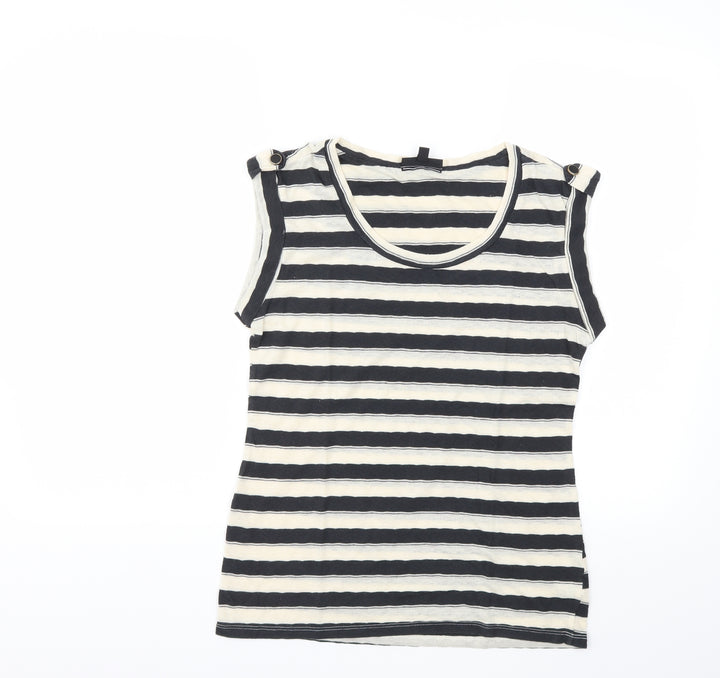 Warehouse Womens Beige Striped Basic T-Shirt Size 10