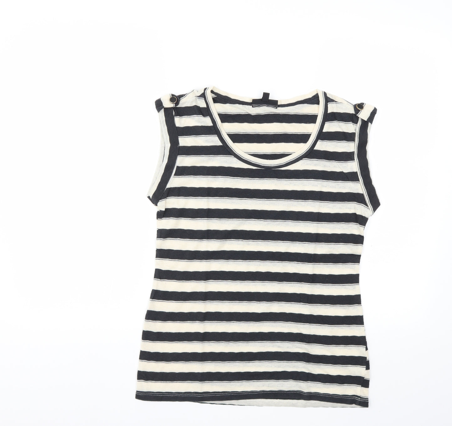 Warehouse Womens Beige Striped  Basic T-Shirt Size 10