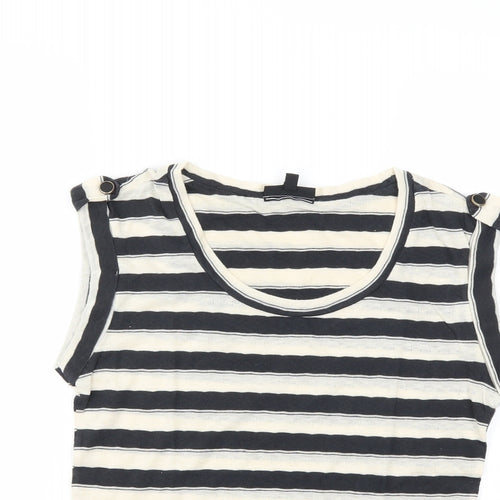 Warehouse Womens Beige Striped  Basic T-Shirt Size 10