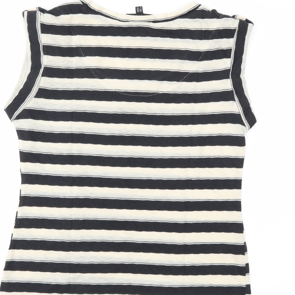 Warehouse Womens Beige Striped  Basic T-Shirt Size 10