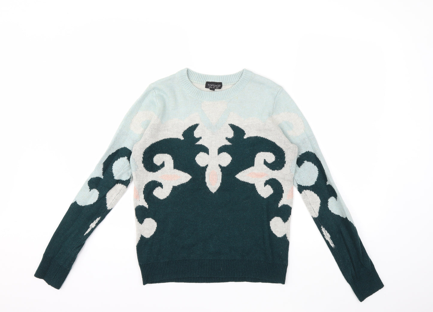 Topshop Womens Green  Knit Pullover Jumper Size 8
