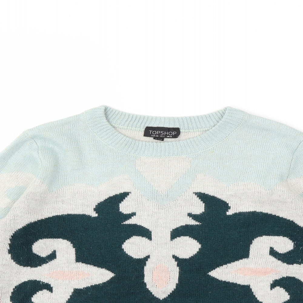 Topshop Womens Green  Knit Pullover Jumper Size 8