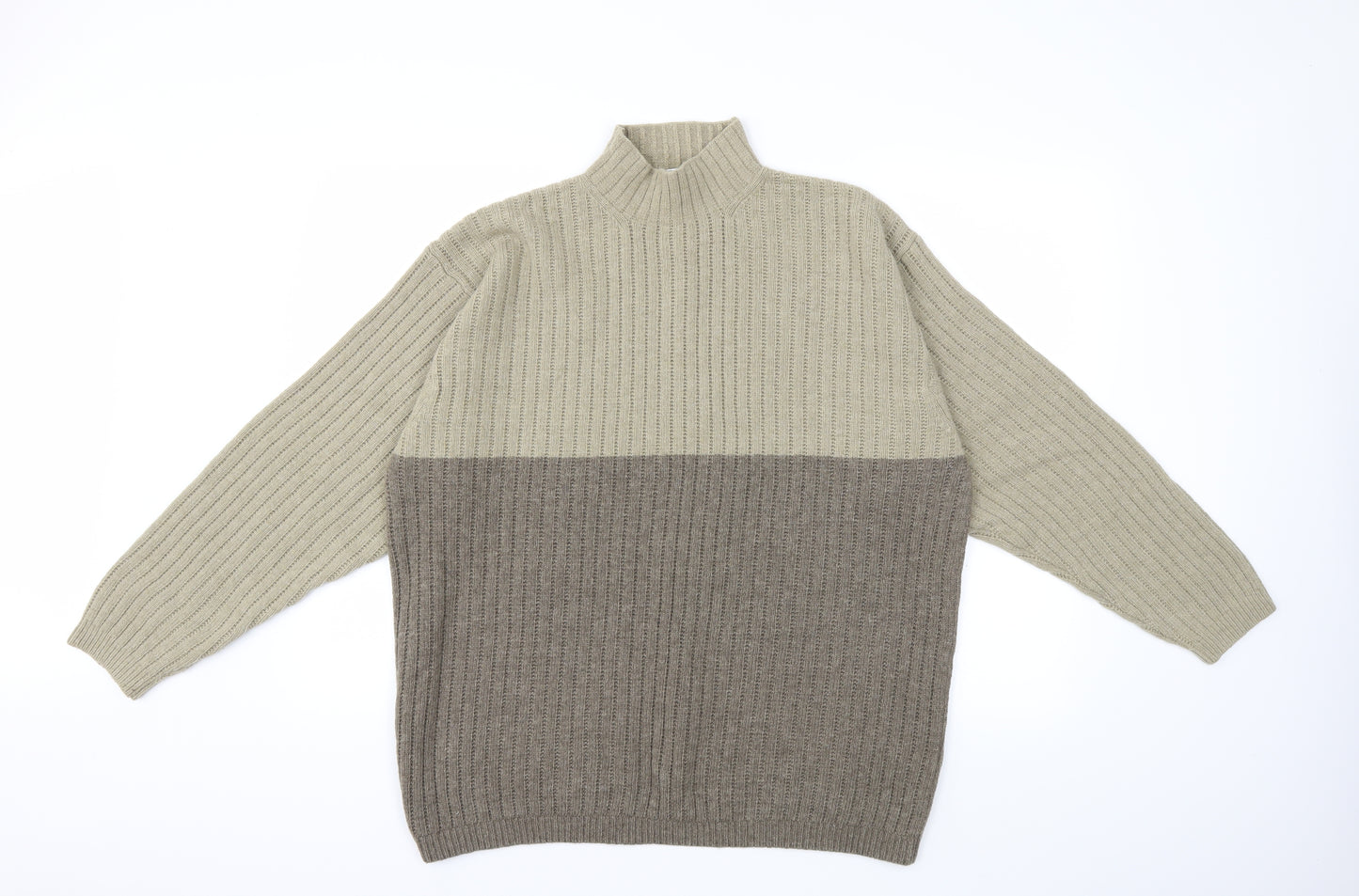 St.Micheal Mens Beige Striped Knit Pullover Jumper Size XL