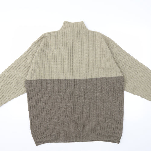 St.Micheal Mens Beige Striped Knit Pullover Jumper Size XL
