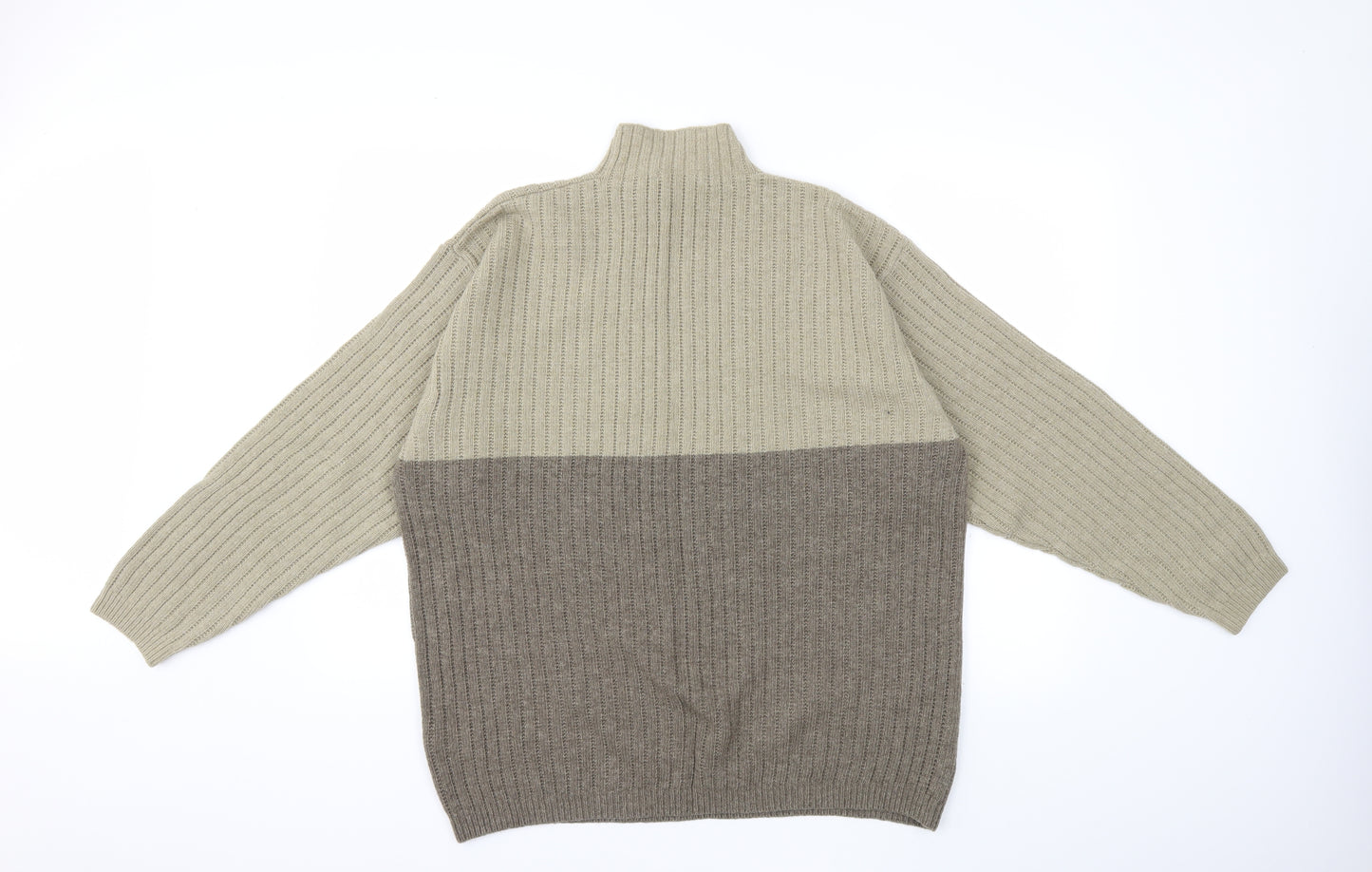 St.Micheal Mens Beige Striped Knit Pullover Jumper Size XL