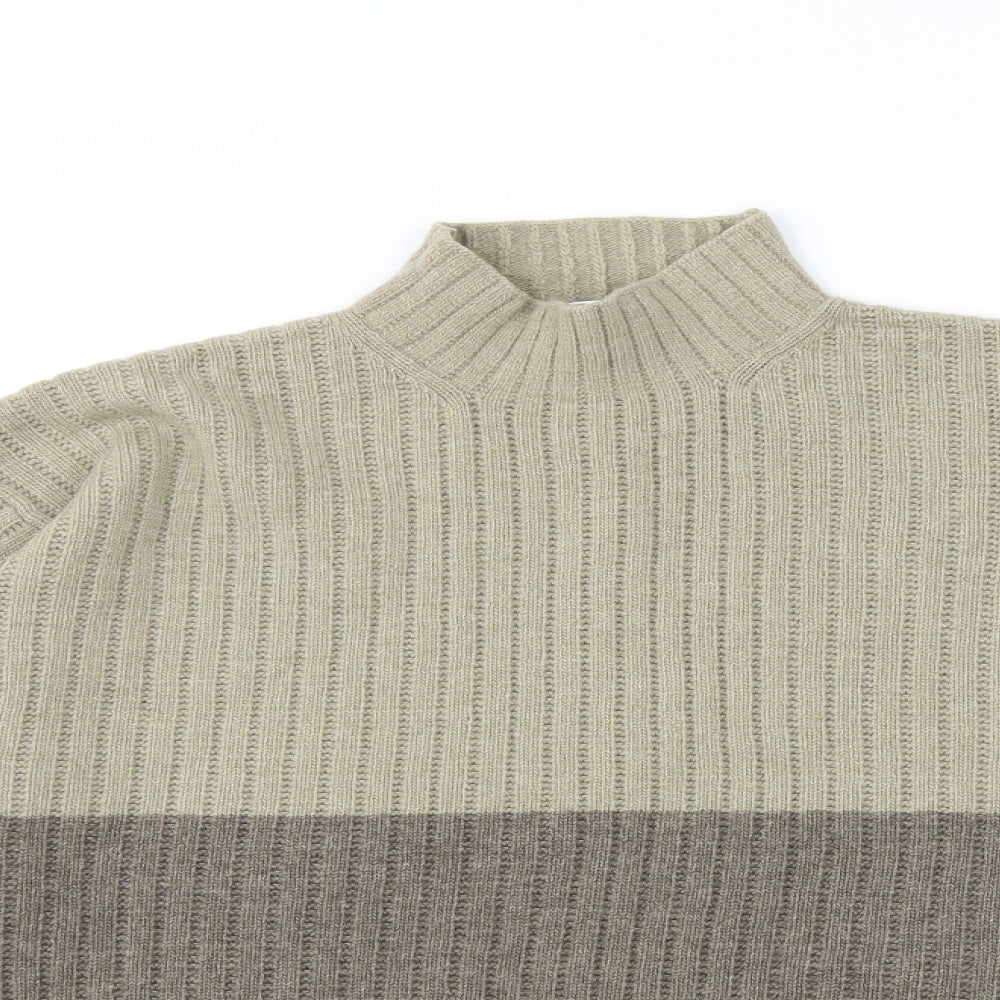 St.Micheal Mens Beige Striped Knit Pullover Jumper Size XL