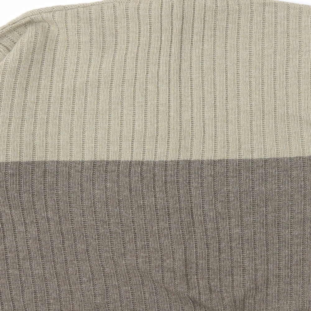 St.Micheal Mens Beige Striped Knit Pullover Jumper Size XL