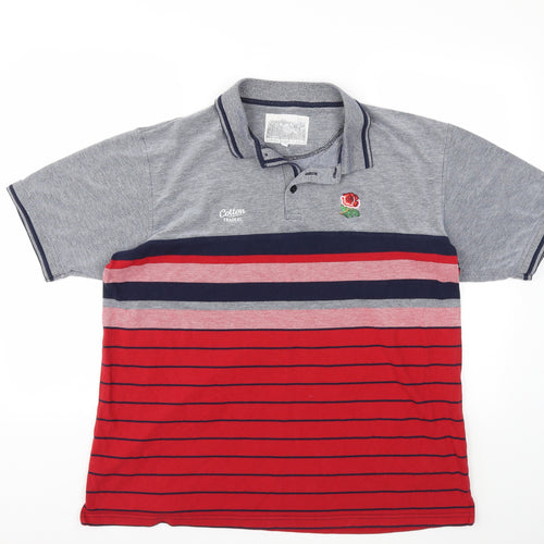 Cotton Traders Mens Grey Striped   Polo Size XL