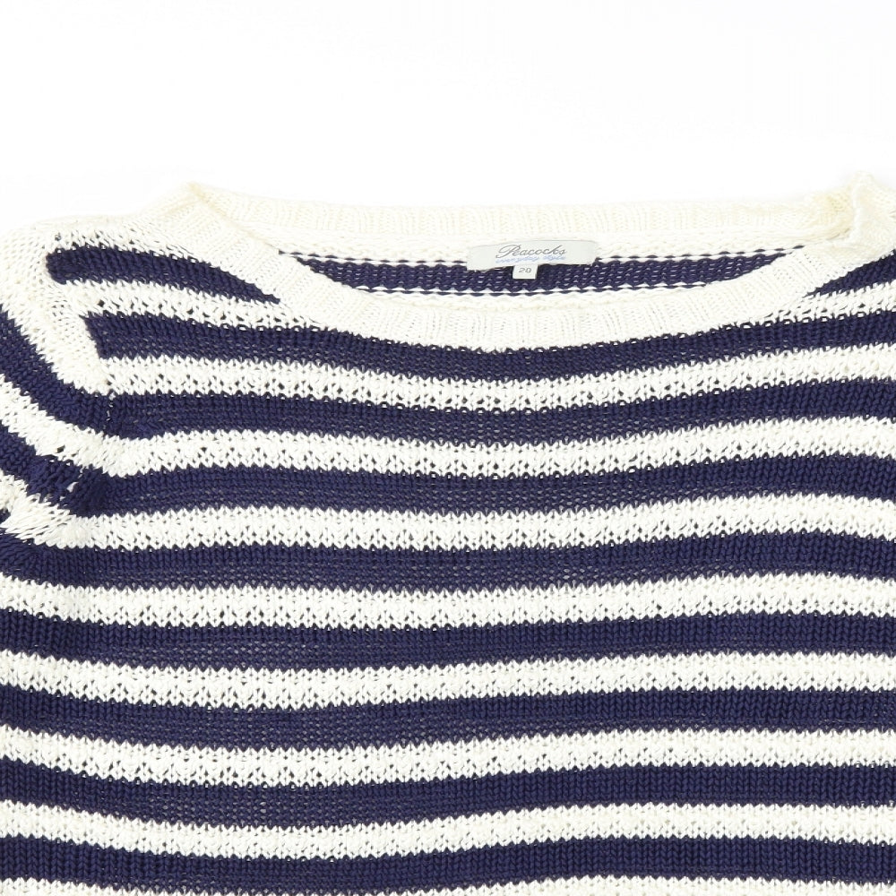 Peacocks Womens Blue Striped Knit Pullover Jumper Size 20