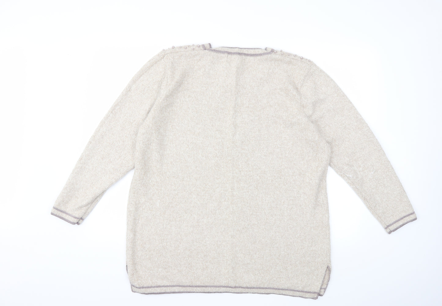 Afibel Womens Beige  Knit Pullover Jumper Size 24