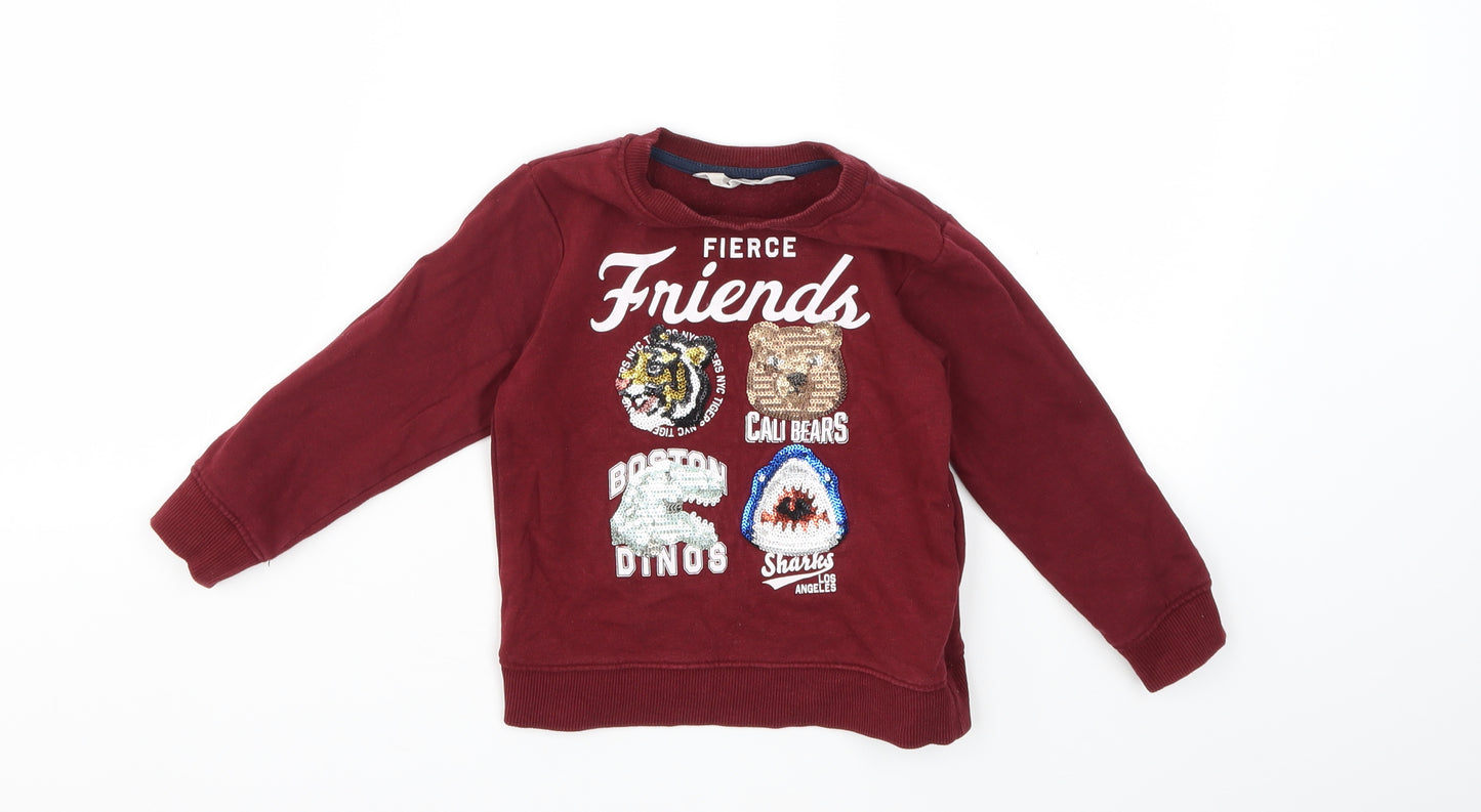 H&M Girls Red   Pullover Sweatshirt Size 3-4 Years
