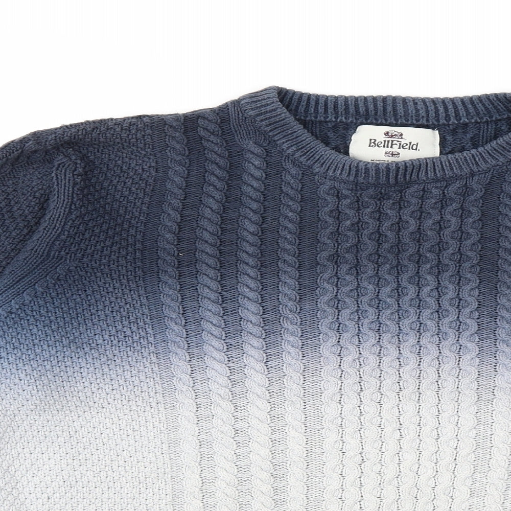 Bellfield Mens Grey  Knit Pullover Jumper Size M
