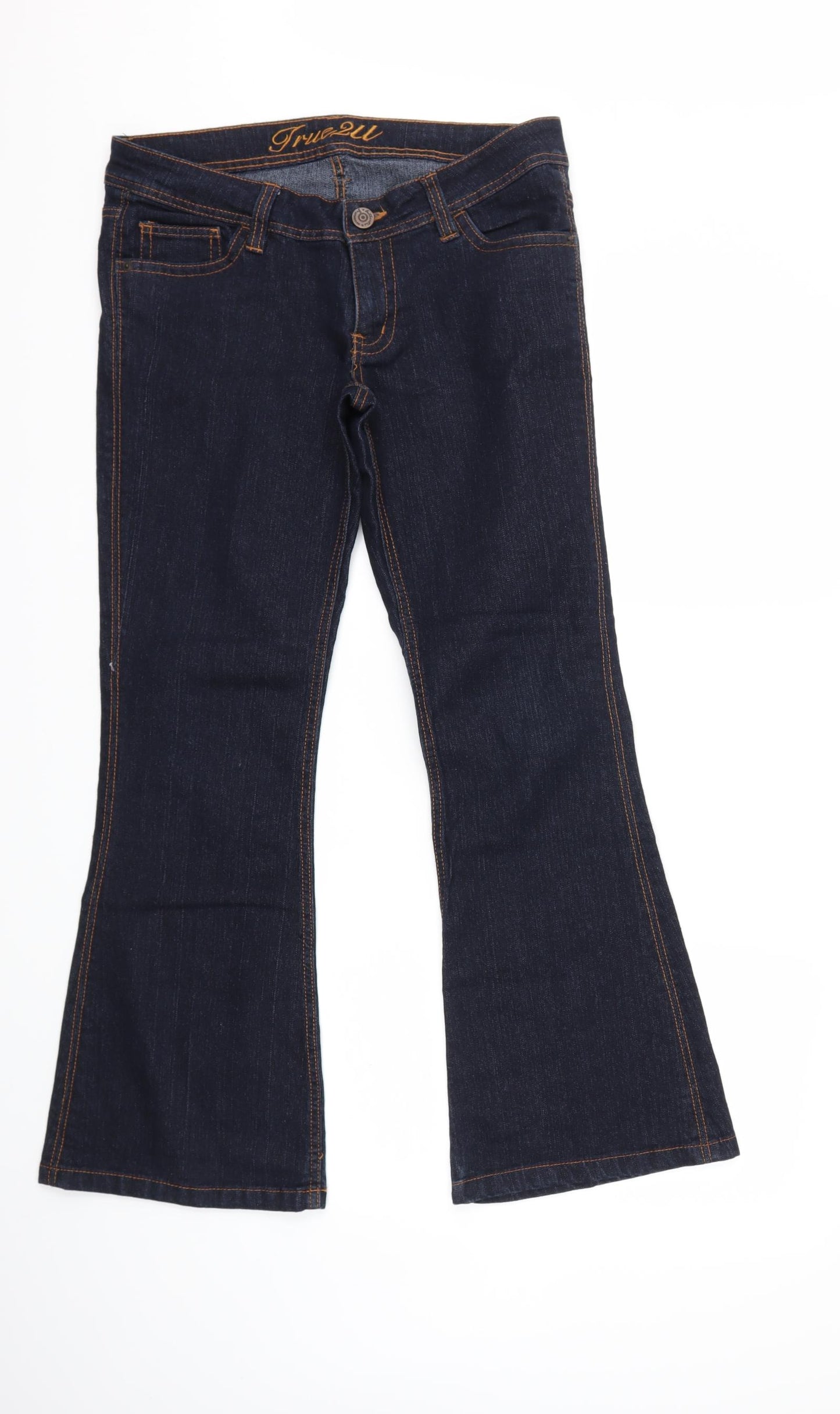 True2u Womens Blue  Denim Flared Jeans Size 12 L27 in