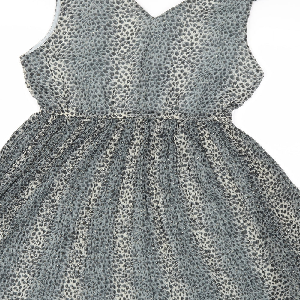 Quiz Womens Grey Animal Print  Sheath  Size 14