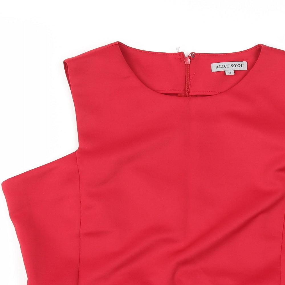 Alice & you Womens Red   Basic Blouse Size 16  - peplum