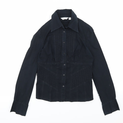 NEXT Womens Black  Woven Basic Button-Up Size 8