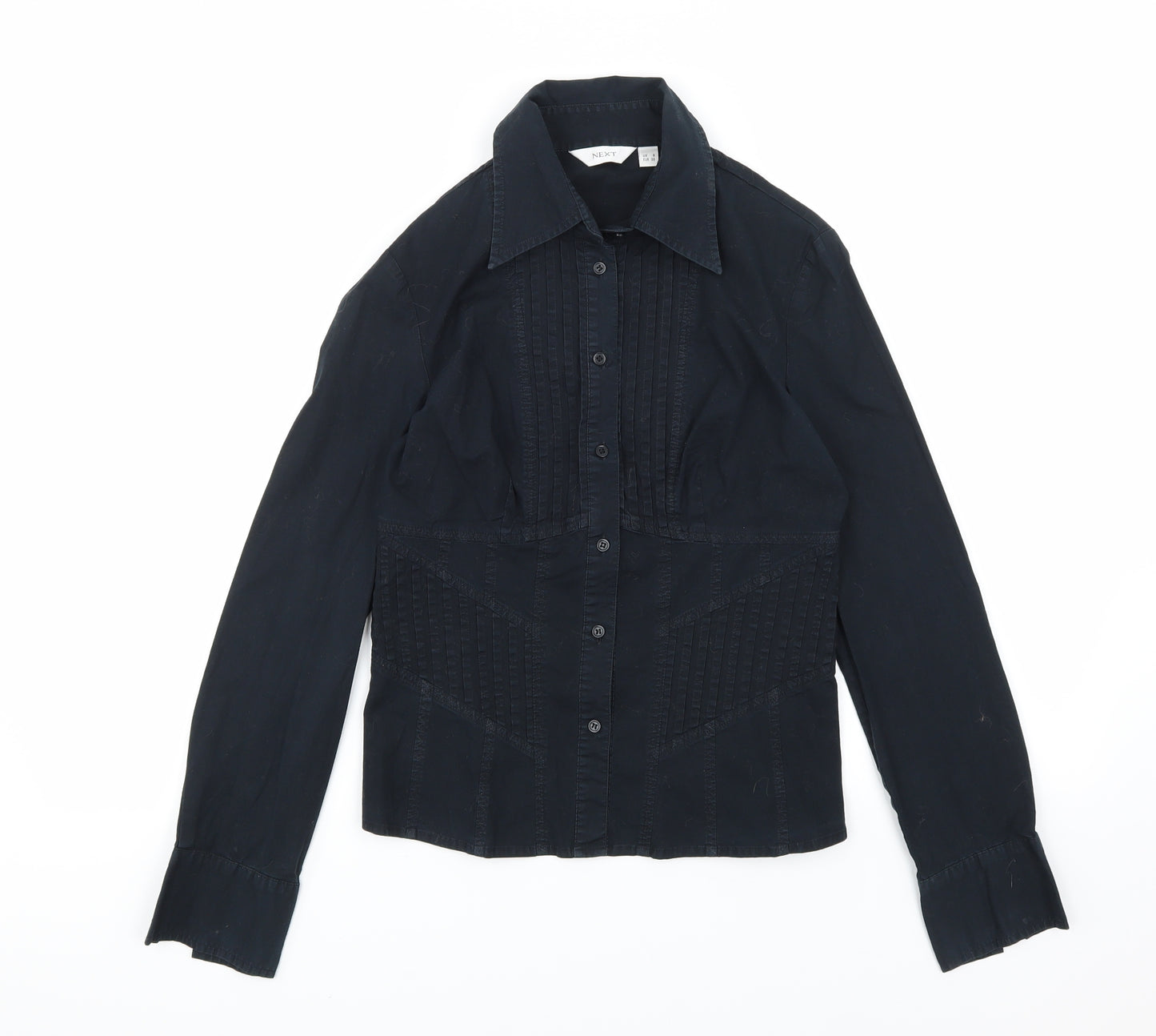 NEXT Womens Black  Woven Basic Button-Up Size 8