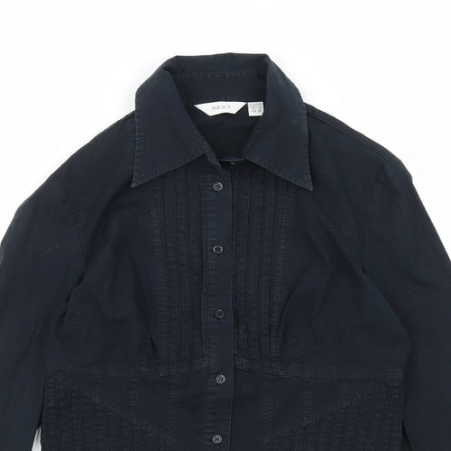 NEXT Womens Black  Woven Basic Button-Up Size 8