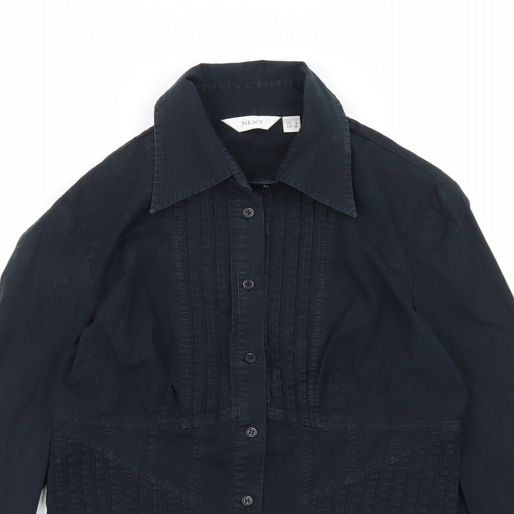 NEXT Womens Black  Woven Basic Button-Up Size 8