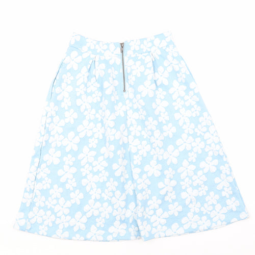 First and i Womens Blue Floral  A-Line Skirt Size S
