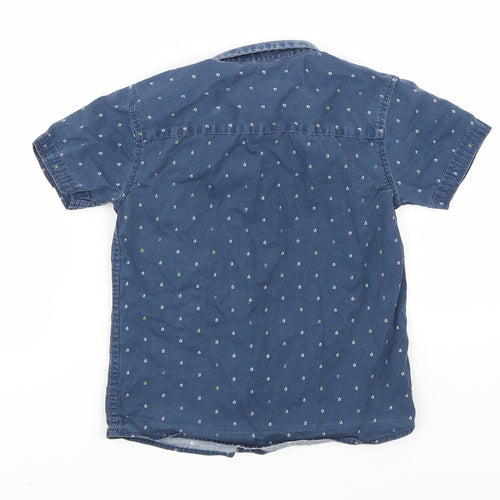 George Boys Blue  Woven Basic Button-Up Size 4-5 Years  - boat print