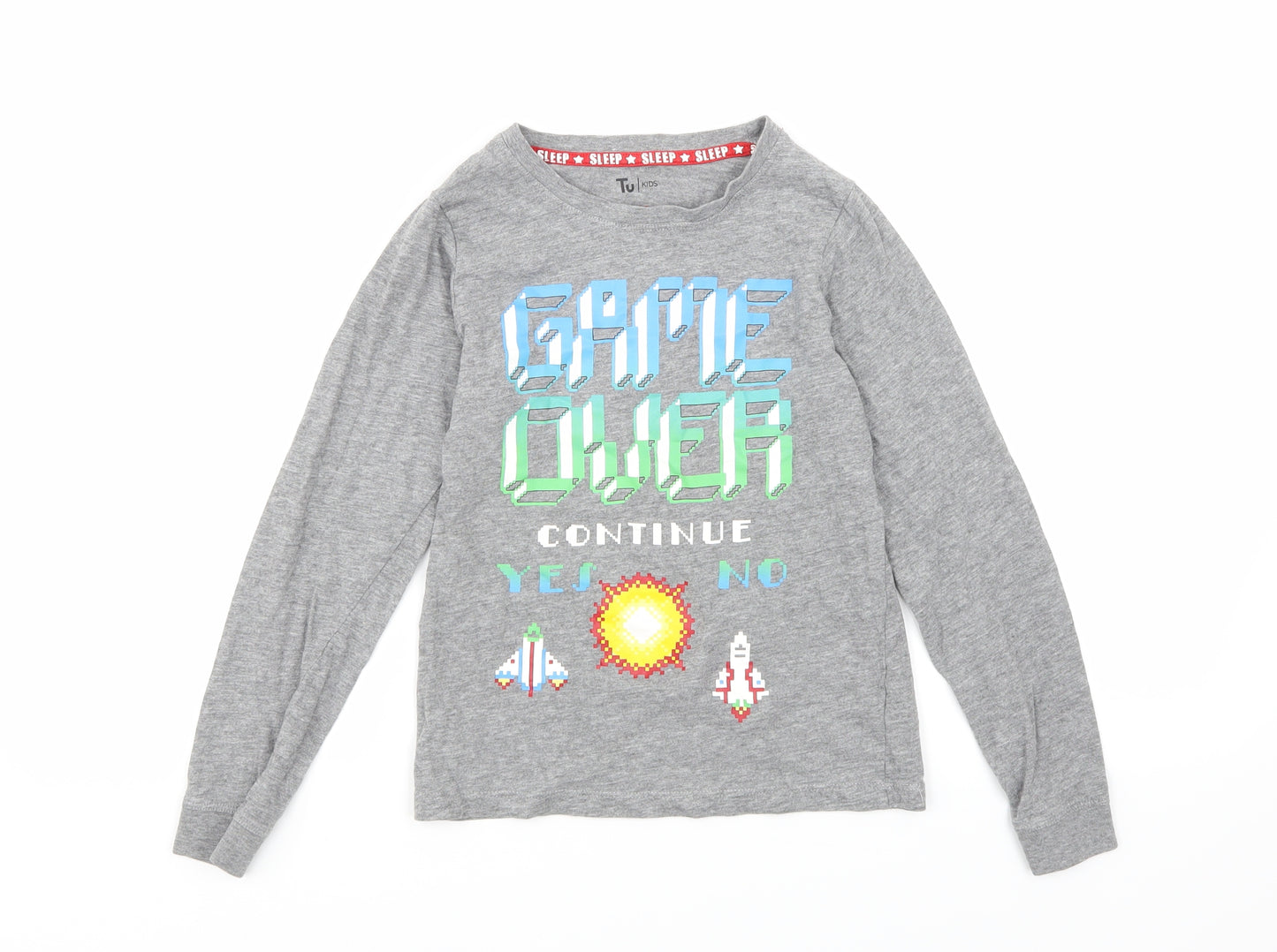 TU Boys Grey  Jersey  Pyjama Top Size 9-10 Years  - Game Over