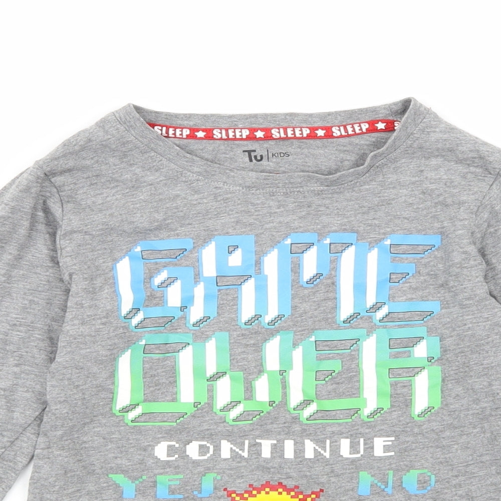 TU Boys Grey  Jersey  Pyjama Top Size 9-10 Years  - Game Over