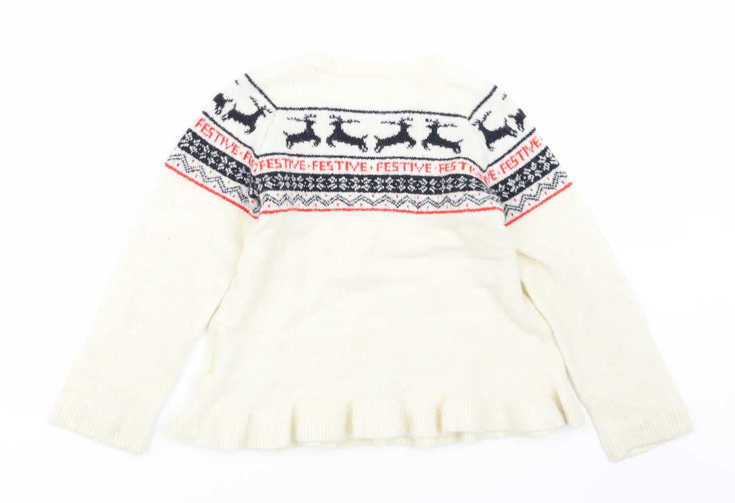 H&M Girls Ivory   Pullover Jumper Size 6-7 Years  - Christmas