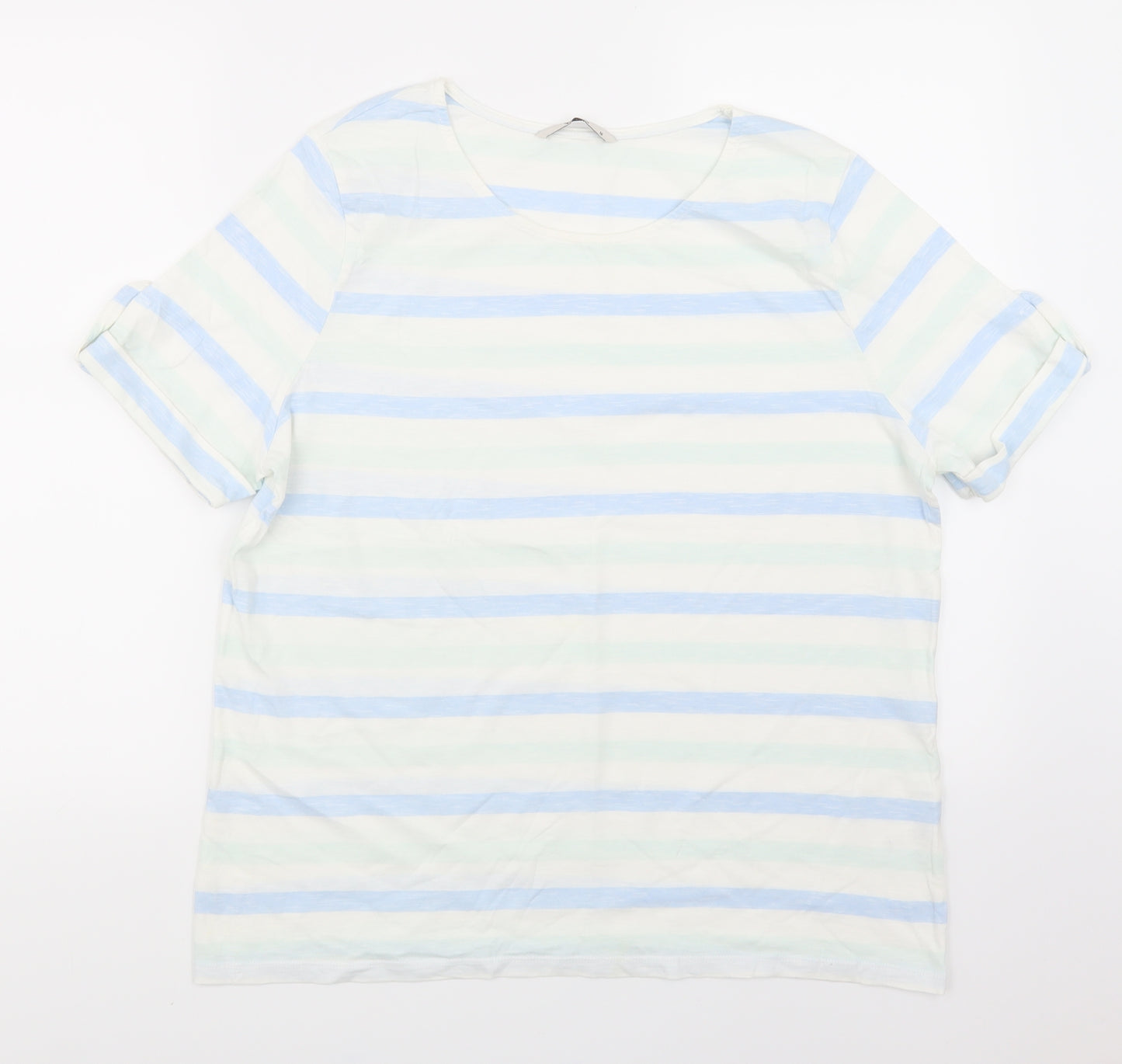 TU Womens White Striped Jersey Basic T-Shirt Size 16