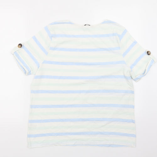 TU Womens White Striped Jersey Basic T-Shirt Size 16