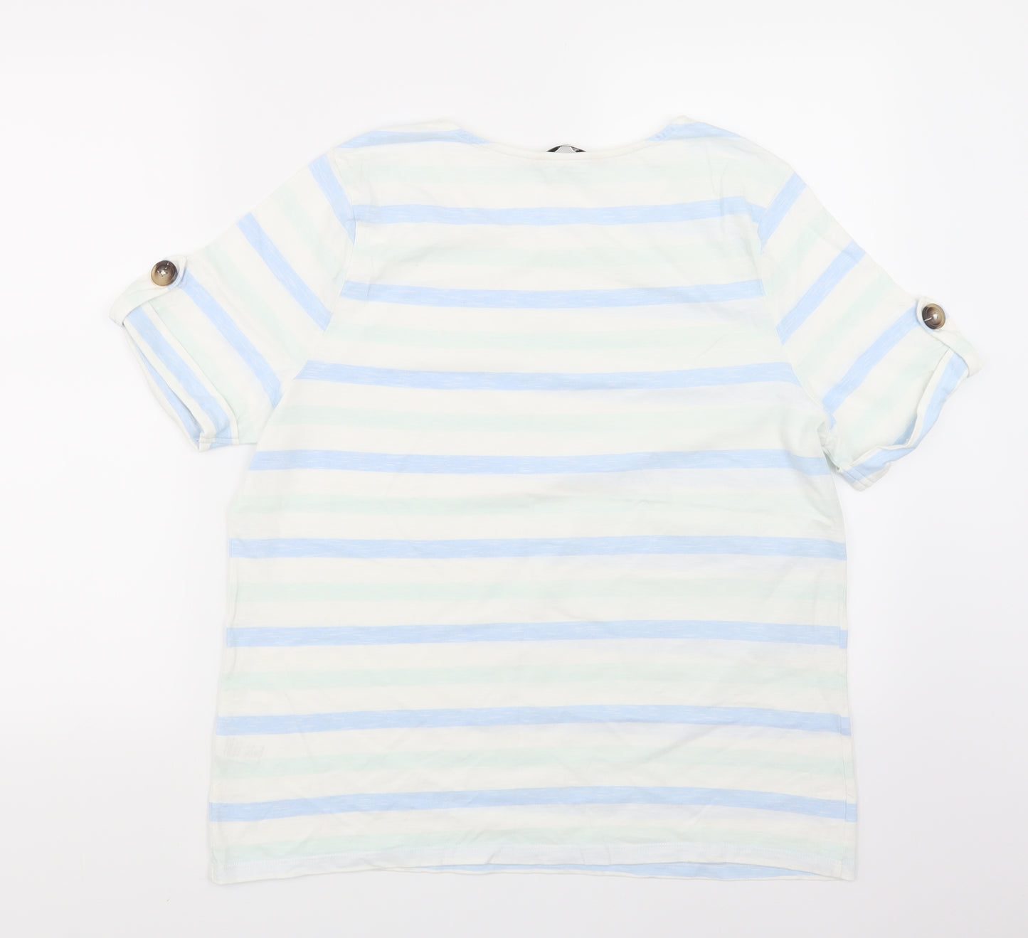 TU Womens White Striped Jersey Basic T-Shirt Size 16