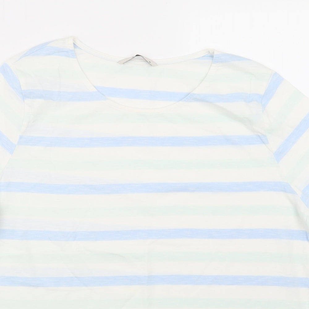 TU Womens White Striped Jersey Basic T-Shirt Size 16