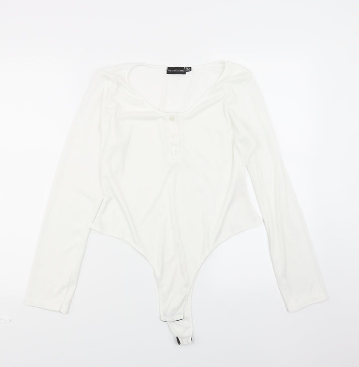 PRETTYLITTLETHING Womens White  Jersey Basic T-Shirt Size 16  -