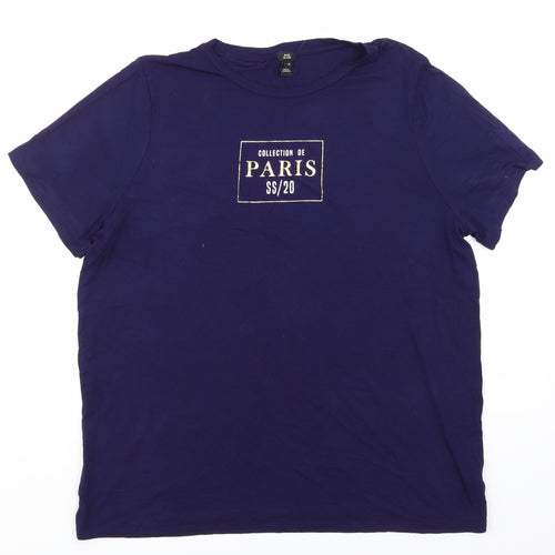 River Island Womens Purple  Jersey Basic T-Shirt Size 18  - Paris