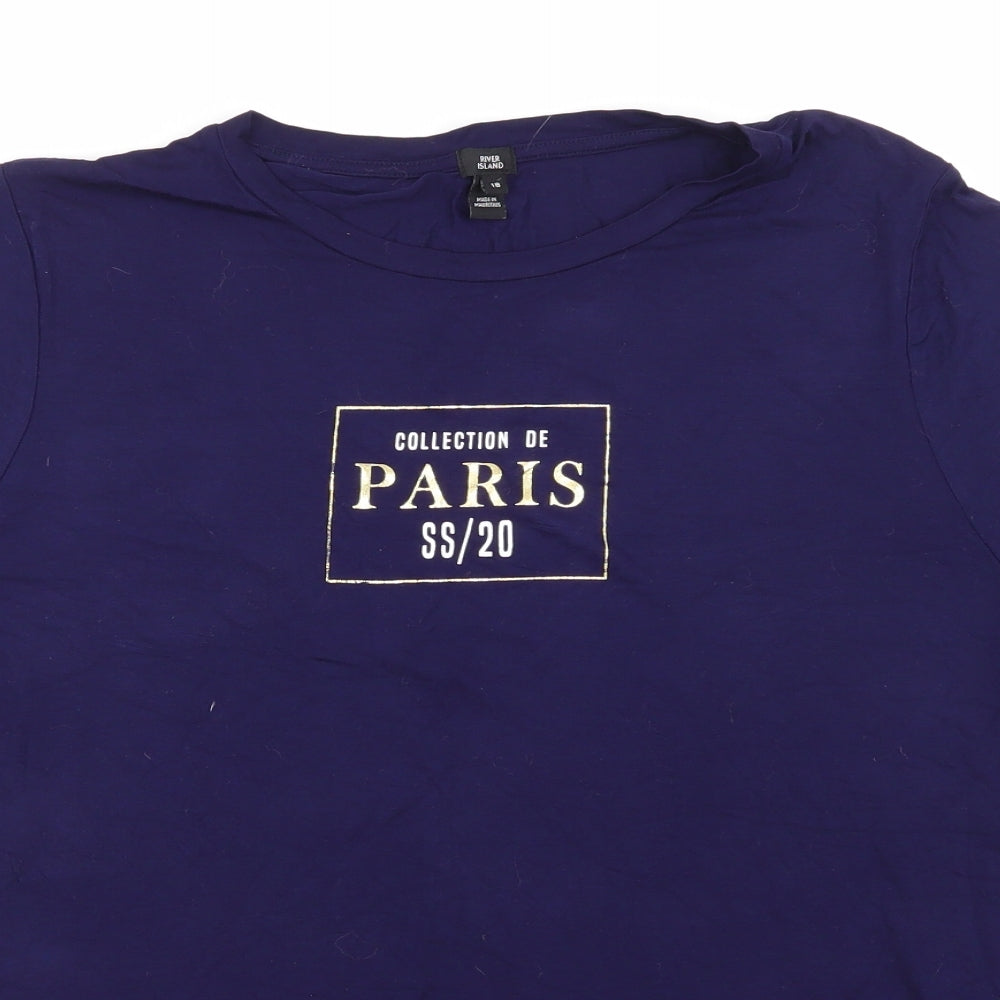 River Island Womens Purple  Jersey Basic T-Shirt Size 18  - Paris