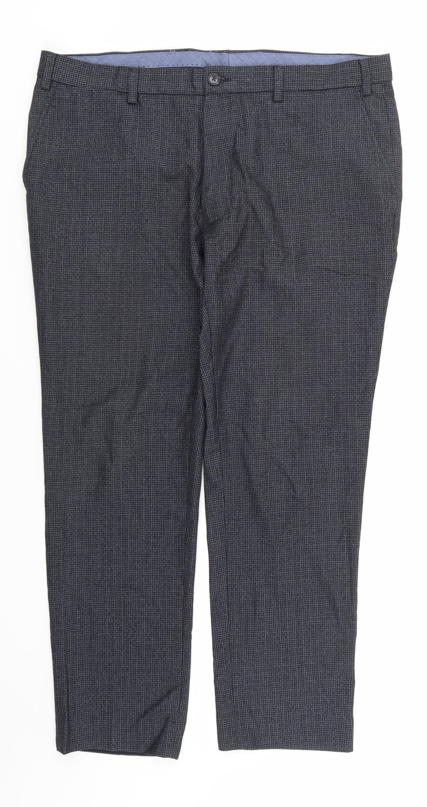 Marks and Spencer Mens Blue Striped Rayon Trousers  Size 38 L29 in