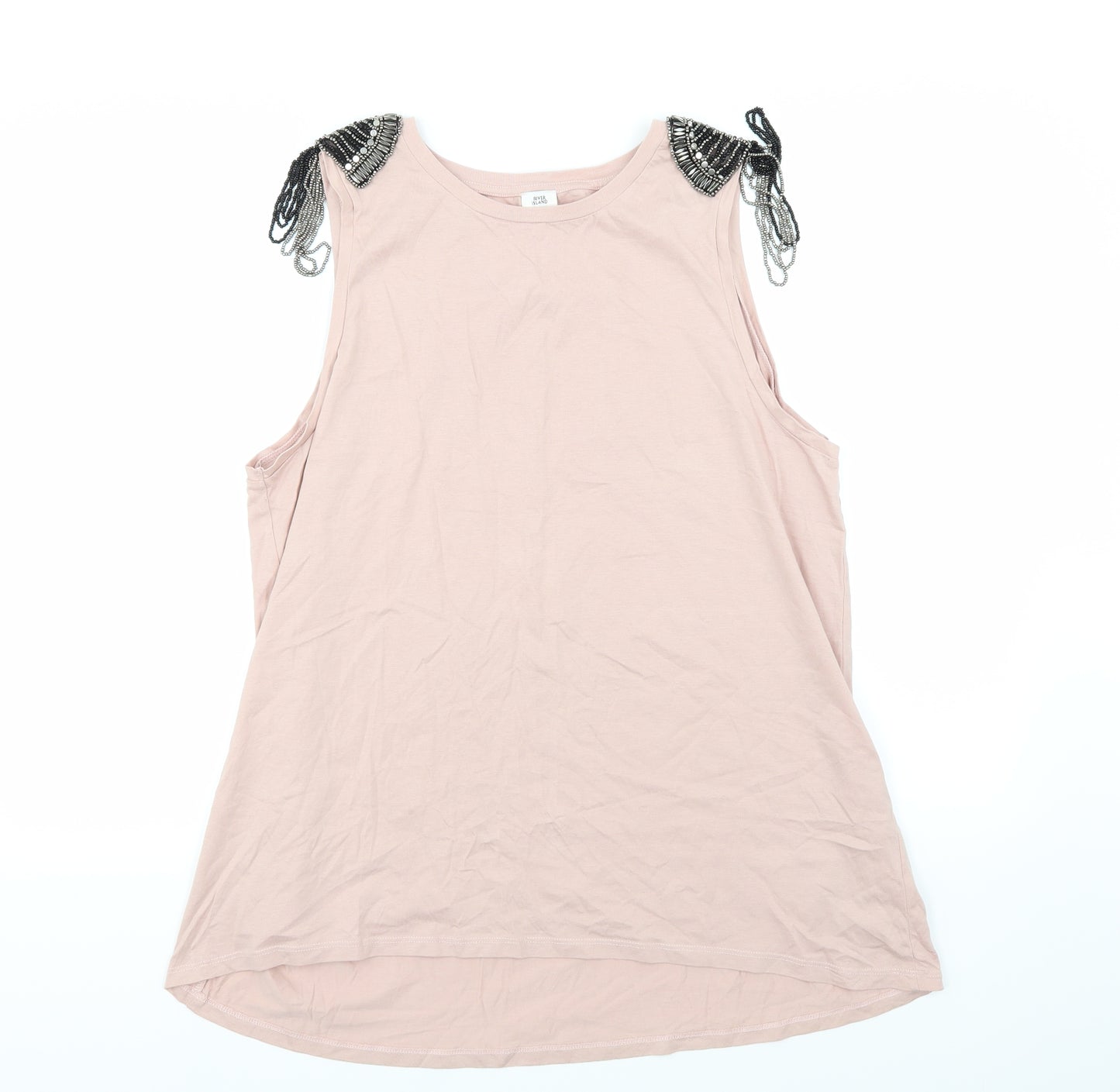 River Island Womens Pink  Jersey Basic Tank Size 18  - Beaded