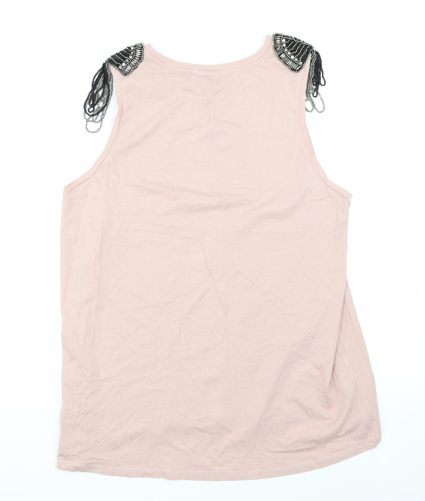 River Island Womens Pink  Jersey Basic Tank Size 18  - Beaded