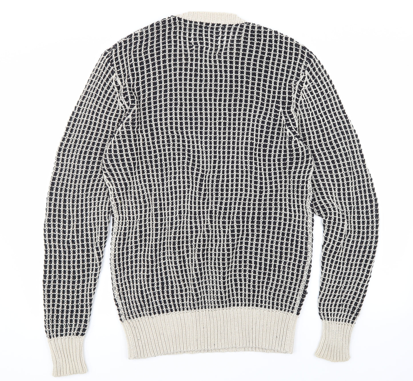 ALL SAINTS Mens Black Striped Knit Pullover Jumper Size M