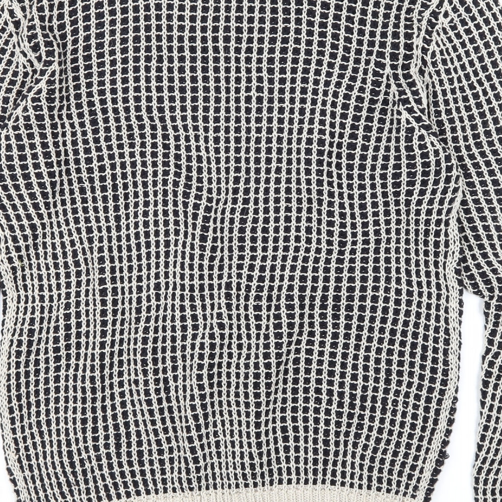 ALL SAINTS Mens Black Striped Knit Pullover Jumper Size M